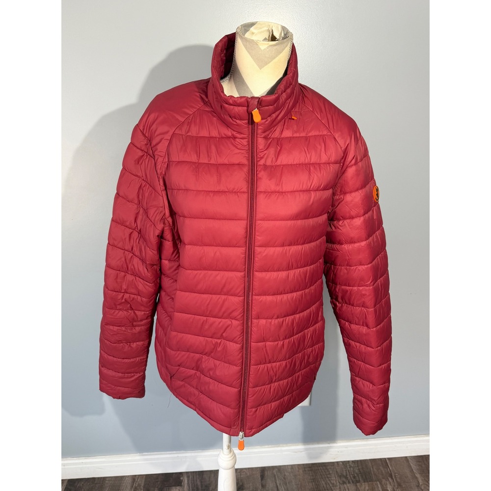 Save The Duck Mens Ultra Light Puffer Jacket Red Plumtech Insulated Size M